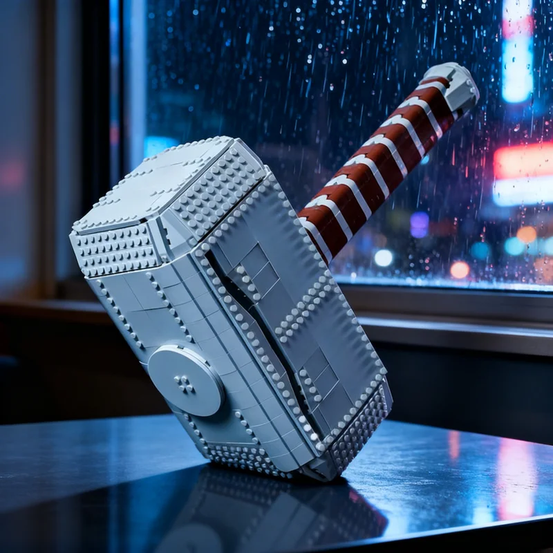 Фото 1597 деталей MOC-конструктор: Молот Героя Грома MJ LNIR, полностью функциональный, модель команды супергероев, строительные блоки, игрушка-замок, подарок №1