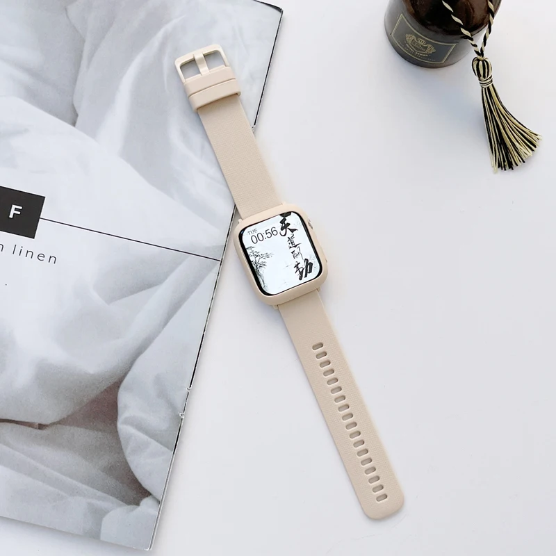 Silicone Strap+Case Set Suitable For Apple Watch Strap 38/40/41Mm 42/44/45Mm Sports Smart Accessory Bracelet Iwatch ultra8SE7564