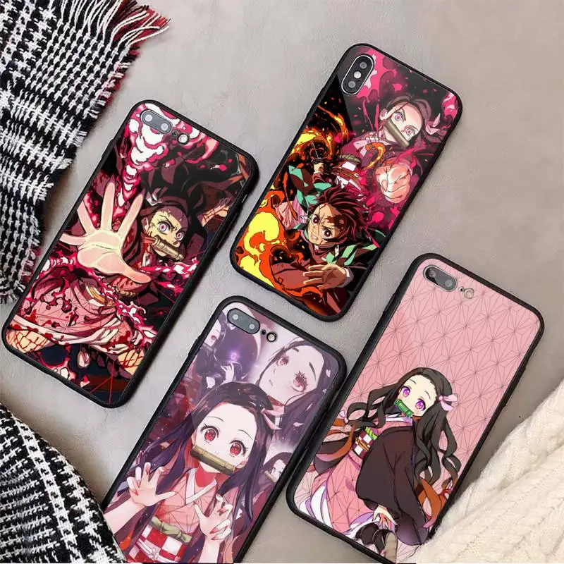 

Demon Slayer Kamado Nezuko anime Phone Case Tempered glass For iphone 11 12 13 PRO MAX mini 6 7 8 plus X XS XR