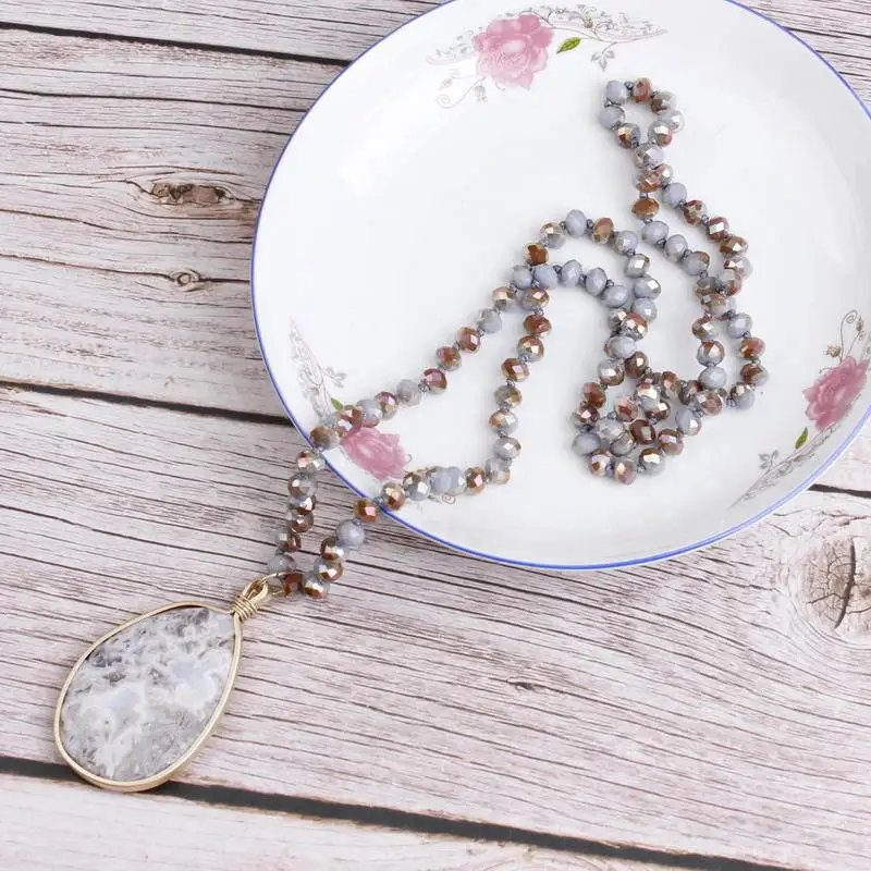 Подвеска-ожерелье из матового золота с искусственной подвеской 8 мм стеклянные