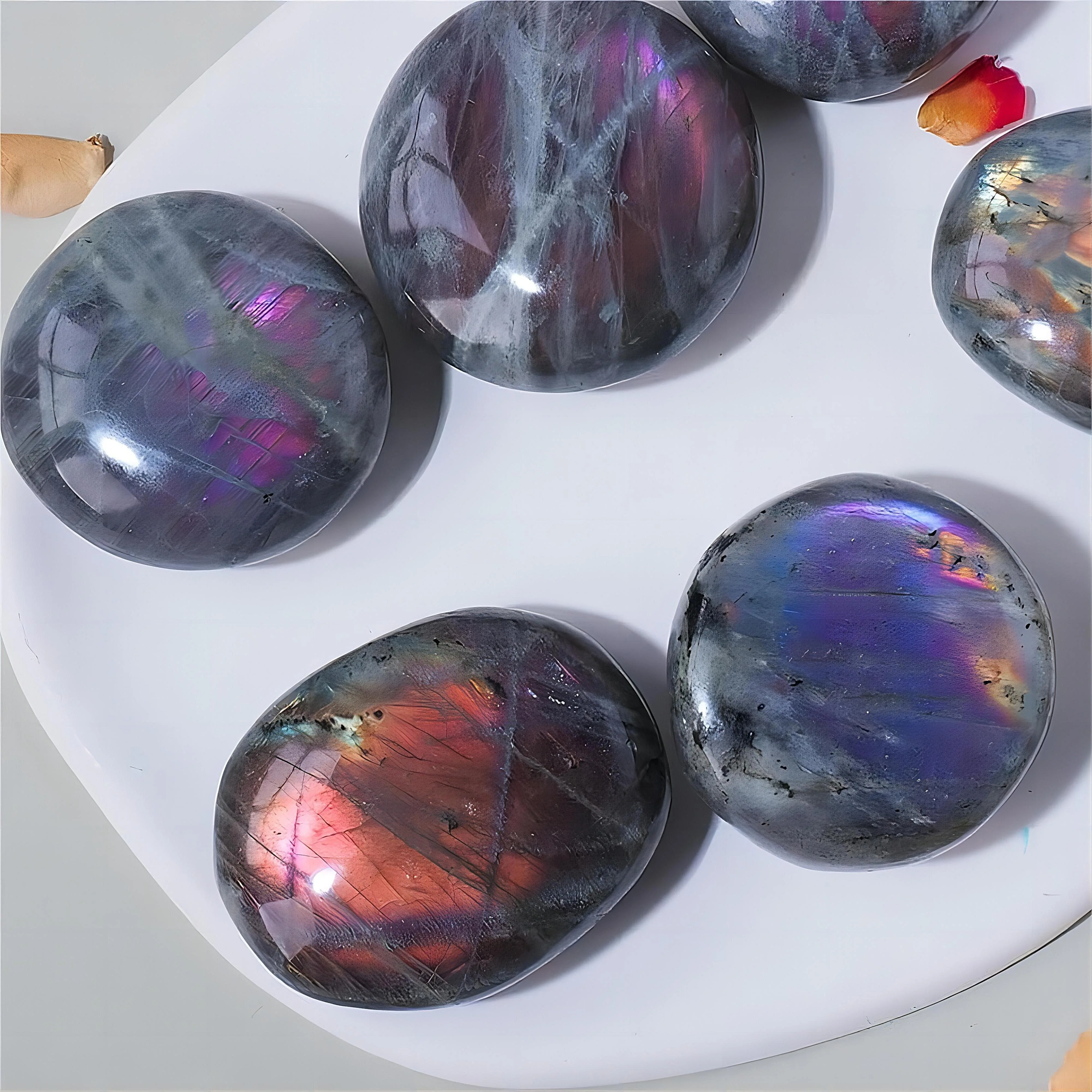 Натуральный пурпурный Лабрадорит Блестящий Уникальный Камень Неправильной