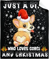 just a girl who loves corgi and christmas blanket throw fleece lightweight plush fuzzy cozy soft blankets and throws