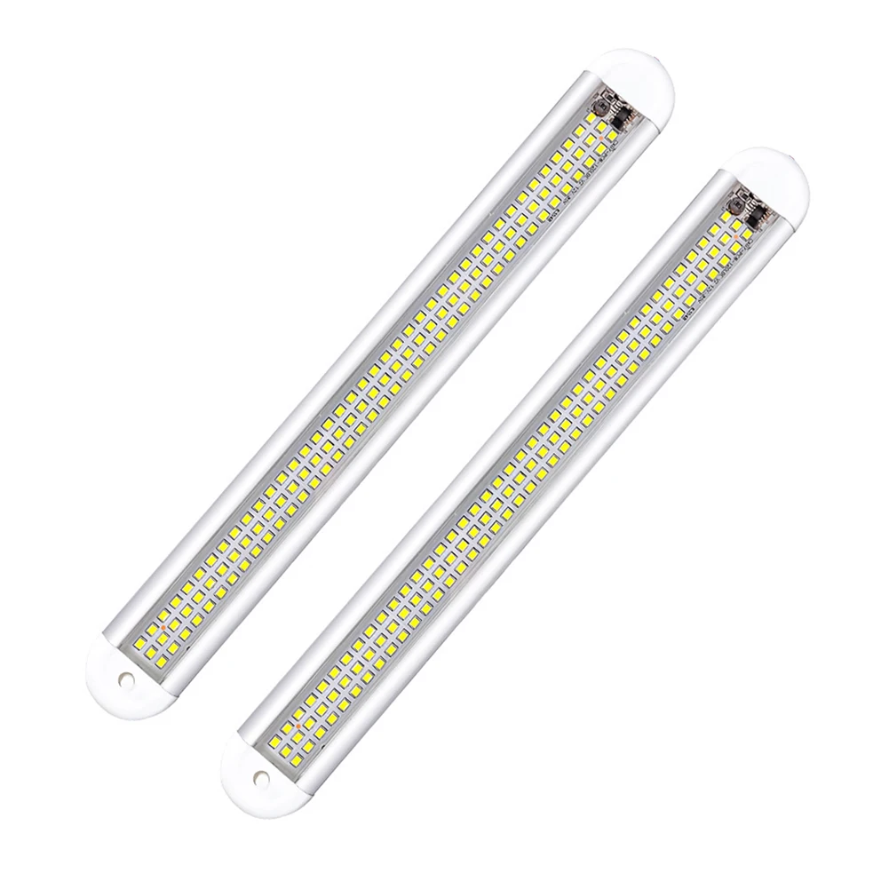 

12V-85V car Interior Light Bar 120LED 1800LM 12W Light Strip with Switch Dome Lights 6500K White for RV Camper Van Truck Trailer