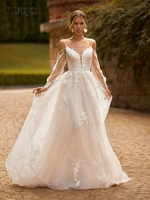 luojo boho wedding dress 2022 a line spaghetti straps puff sleevestea length bridal gown for women custom made vestidos de novia