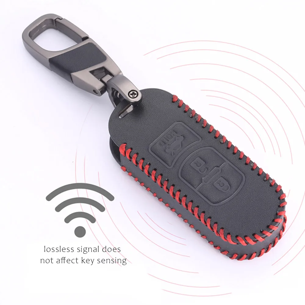

Leather Car Sticker Key Case Fob Cover Chain Remote Holder Shell Keyring For Mazda 2 3 6 Atenza Axela Demio CX-5 CX5 CX-3 CX7