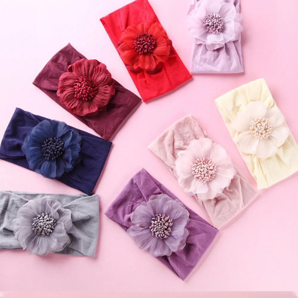 

1Pcs Newborn Baby Elastic Headband Knit Bow Headwear for Girl Children Turban Soft Nylon Kids Hairrope Hair Accessories 17Color