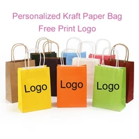100 pieceslot customized print logo kraft paper bag recyclable shopping package business wedding favors gifts for guests gb04