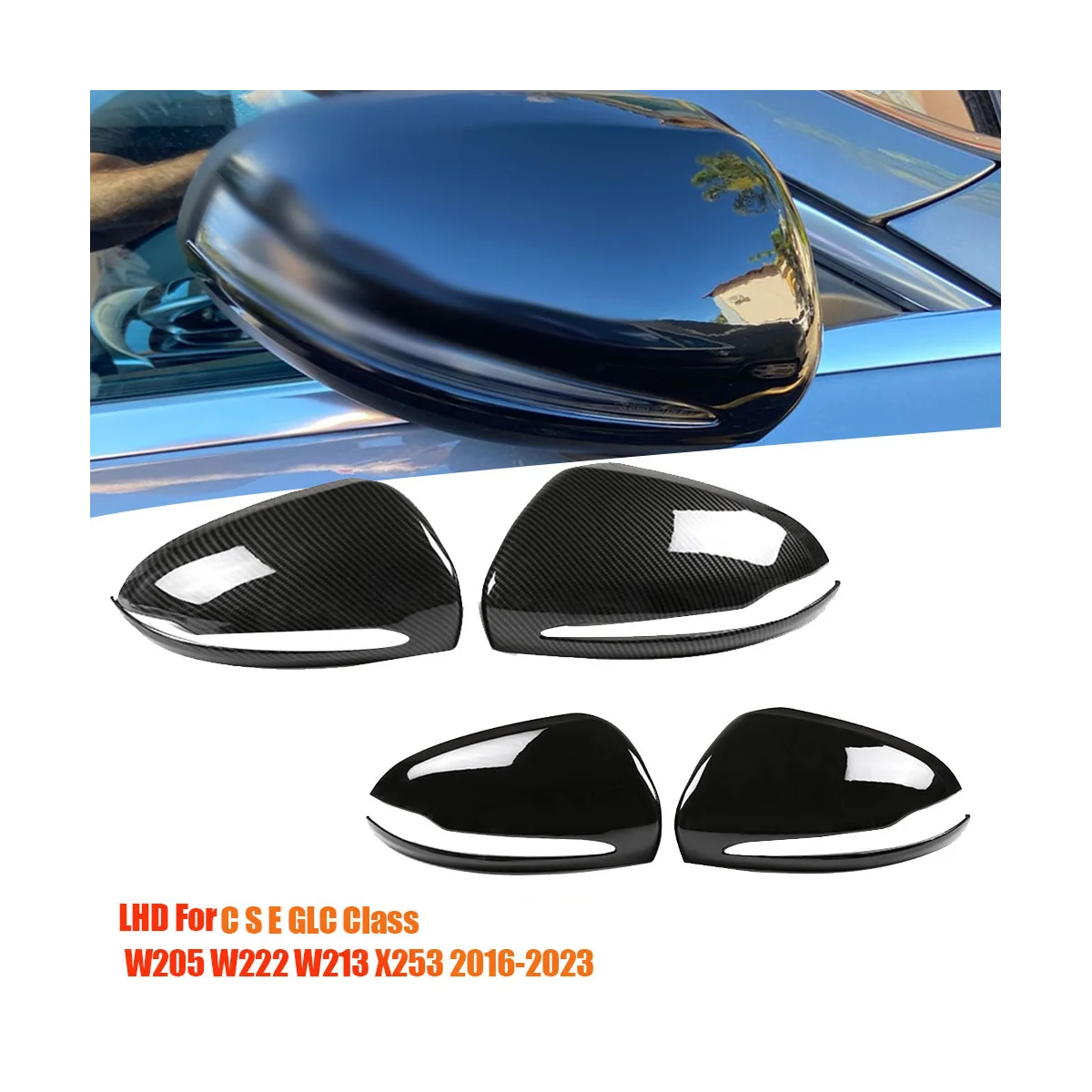 

1Pair Rearview Mirror Cover Trim for Mercedes Benz C S E GLC Class W205 W222 W213 X253 16-23 Side Wing Mirror Shell LHDB