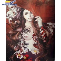 photocustom painting by number figure drawing on canvas handpainted art gift diy pictures by number skeleton kits home decor
