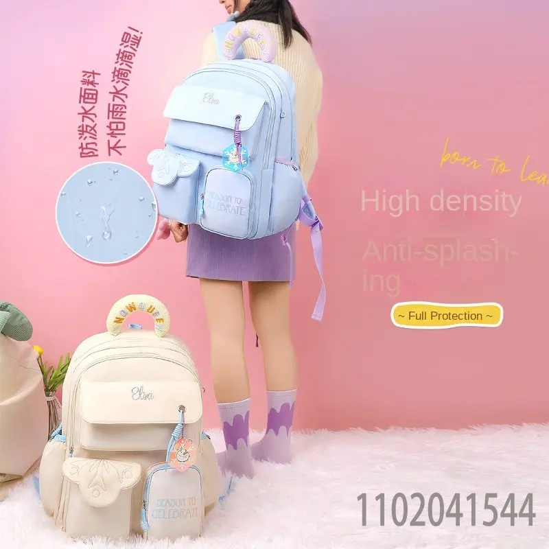Disney Cute Girls' School Bag Large Capacity High Quality Student Backpack Waterproof for Primary Secondary and College Students