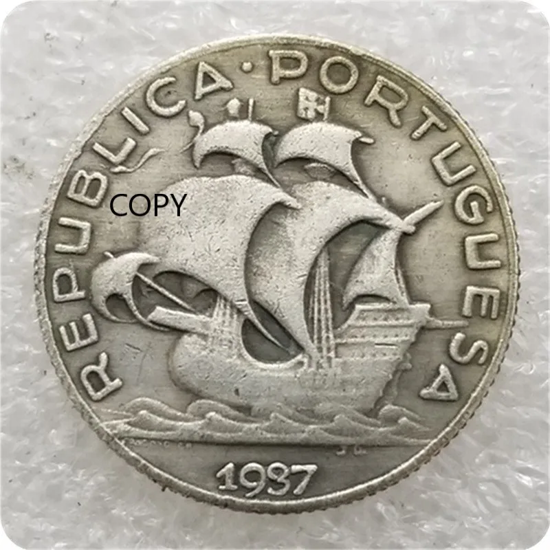 

Portugal 1937 Silver Plated Commemorative Collector Coin Gift Lucky Challenge Coin COPY COIN