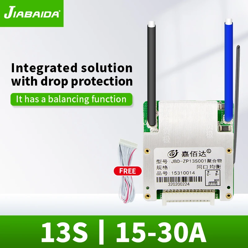 Защитная плата BMS JBD 48 в BMS 13S 3,7 в для литий-ионных, литиевых аккумуляторов, 15 А 20 А 25 А 30 А, универсальный баланс для электровелосипеда, электроинструменты