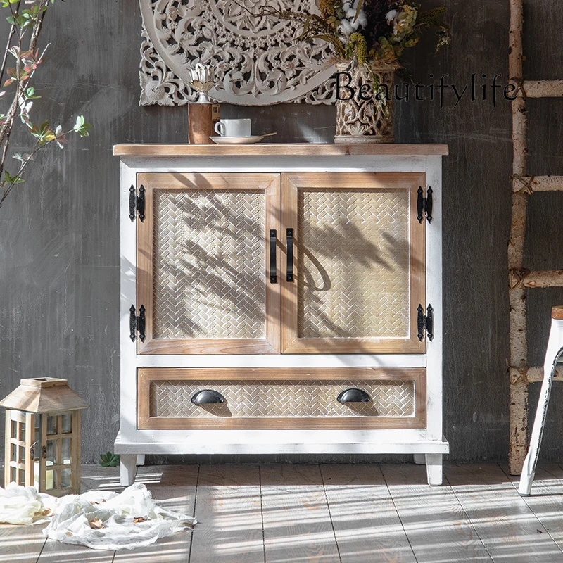 w stylu amerykańskim antyczna szafka wejściowa z litego drewna minimalistyczna do przechowywania gospodarstwie domowym