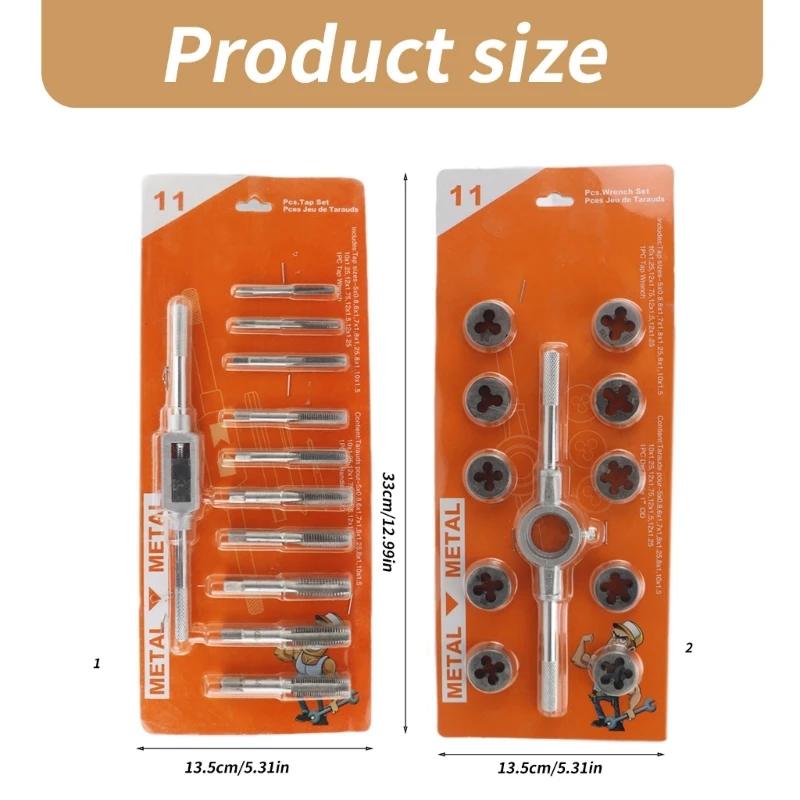 Комплексный комплект метчиков и матриц из 11 предметов разных размеров для