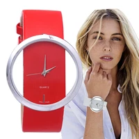 women luxury quartz watch transparent waterproof watches leather strap antique fashion elegant wristwatch lady round wrist clock