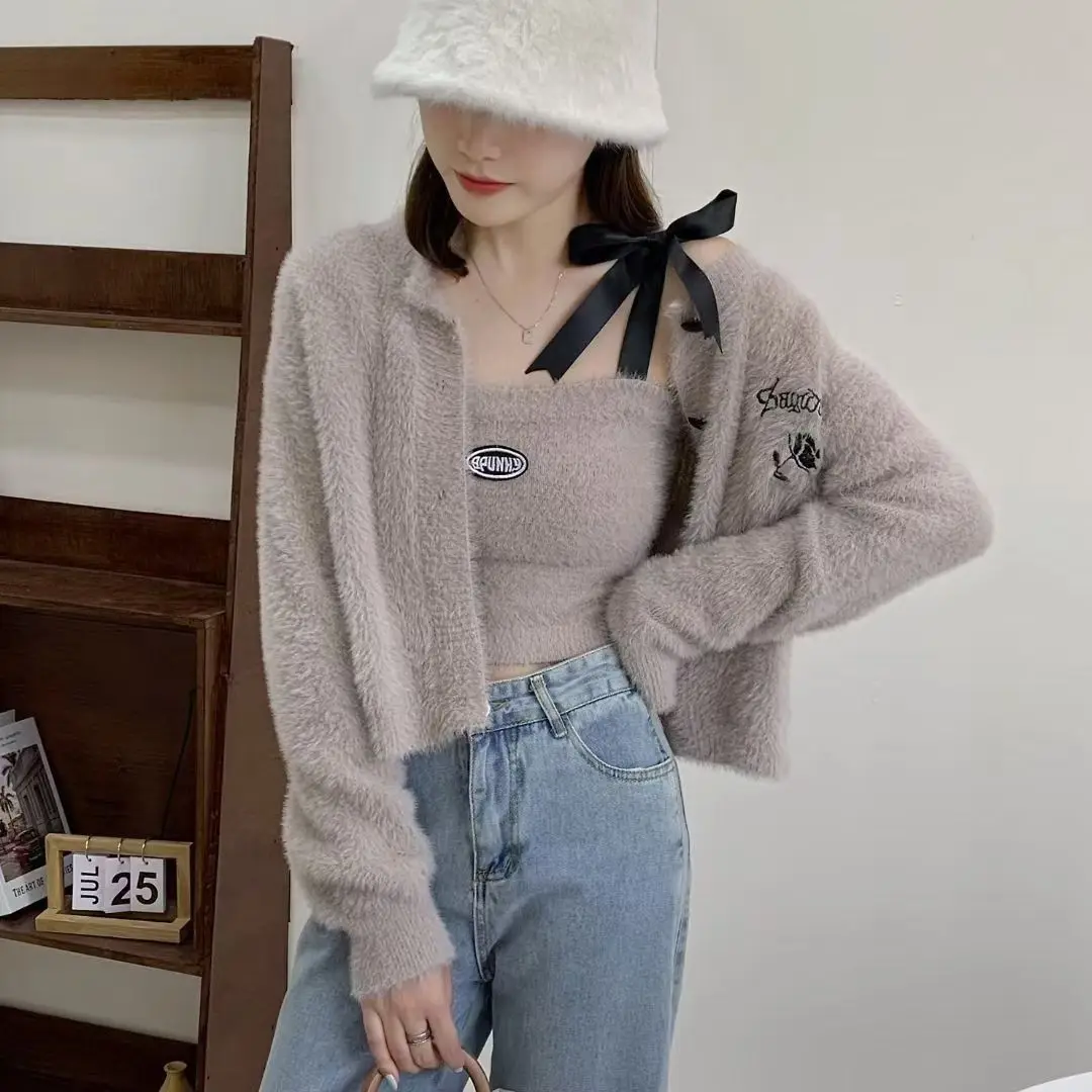 Gaganight женский комплект из двух предметов с бантом без бретелек на подтяжках