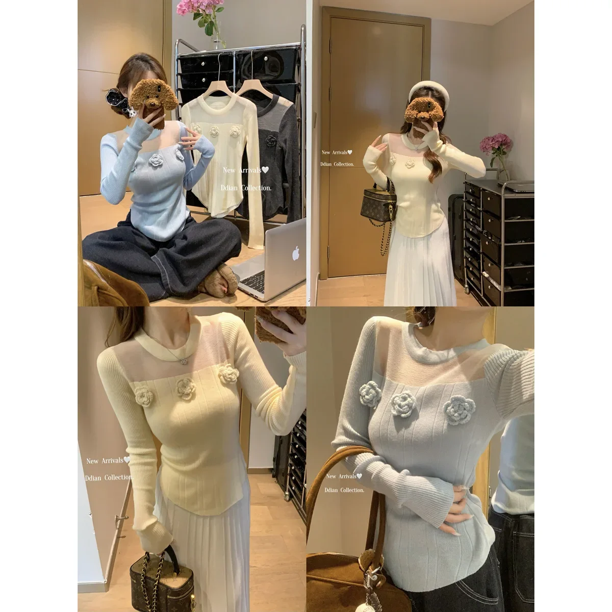 Осень/зима корейский стиль прозрачный бесшовный вязаный свитер Pure Desire с