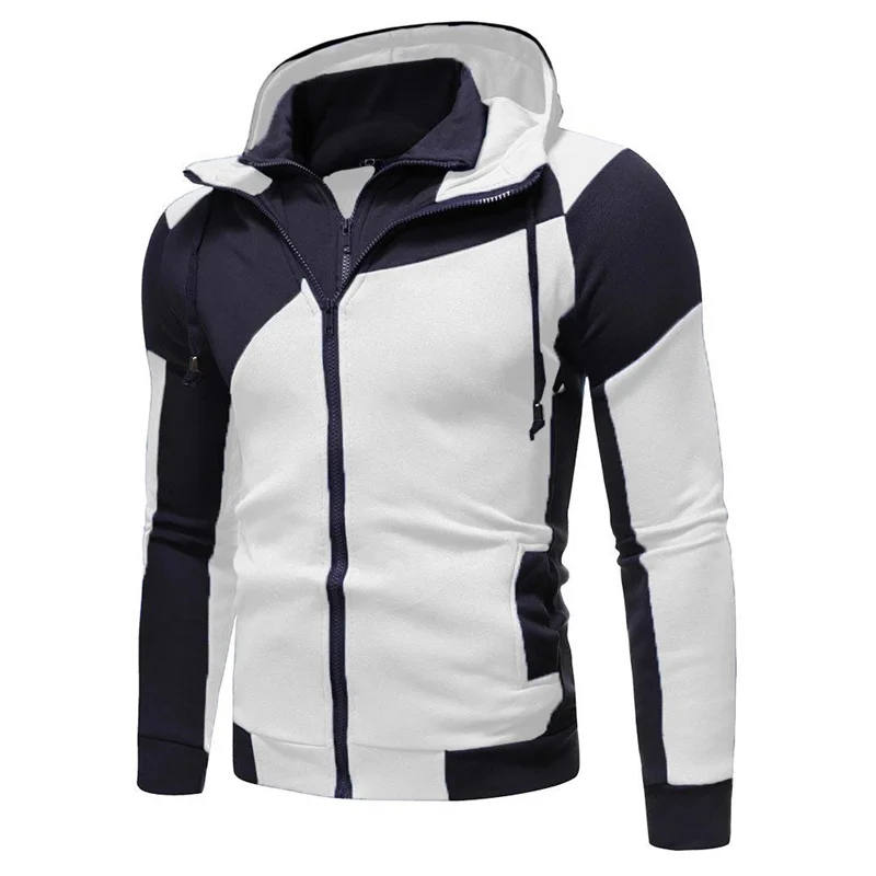 

Men's Spliced Jacket Mountaineering Jacket Plush For Warmth Outdoor Zipper Jacket With Hood Sports Windbreaker Jacket For Male