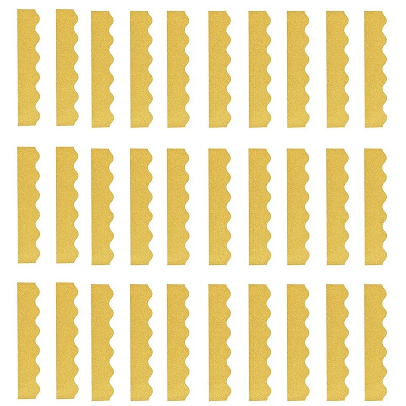 

30Pcs Gold Bulletin Board Borders Shine Glitter Scalloped Bulletin Borders Trim For Classroom Office (13X 2.95 Inch)