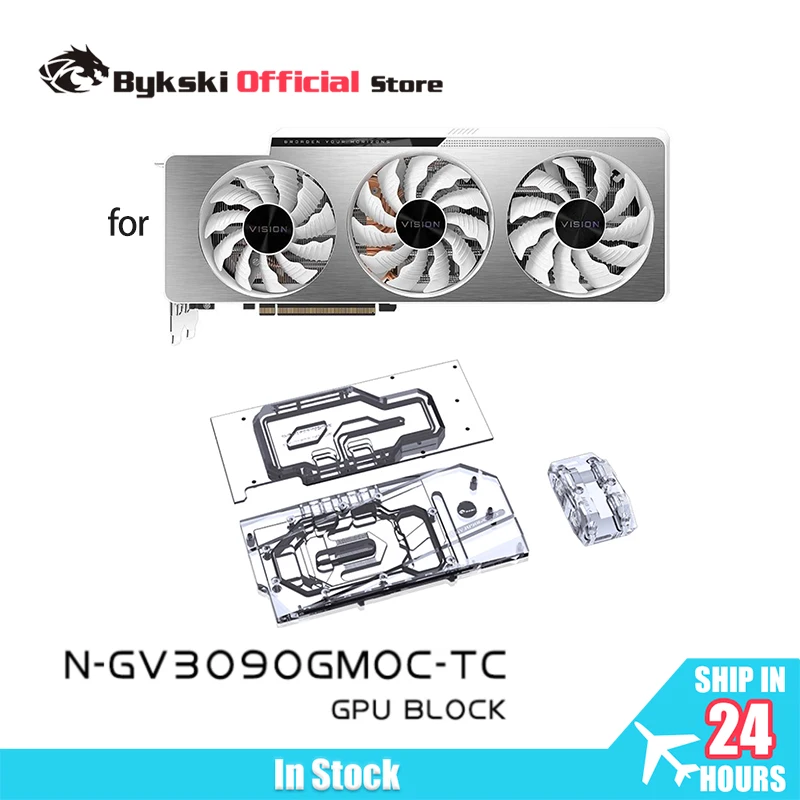 Фото Блок графического процессора Bykski N-GV3090GMOC-TC для Gigabyte RTX3080/3090/3080TI, игровая объединительная плата OC, видеокарта с водяным охлаждением/медный радиатор №1