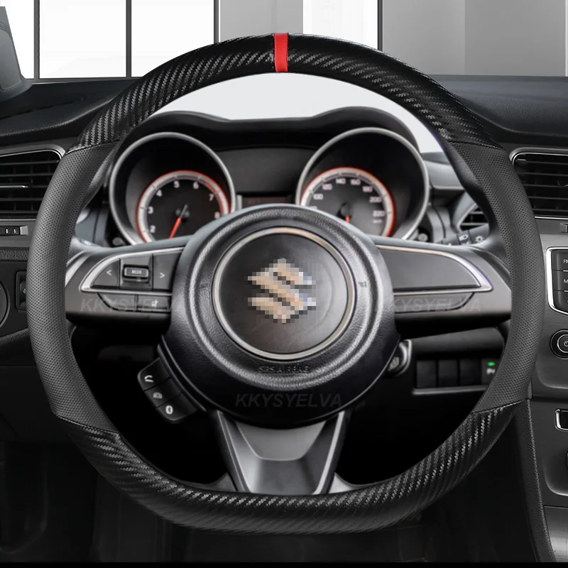 

Кожаные аксессуары из углеродного волокна D-образной формы 38 см для Suzuki Swift 2017 2018 2019 2020 2021 Sport Auto Accessories