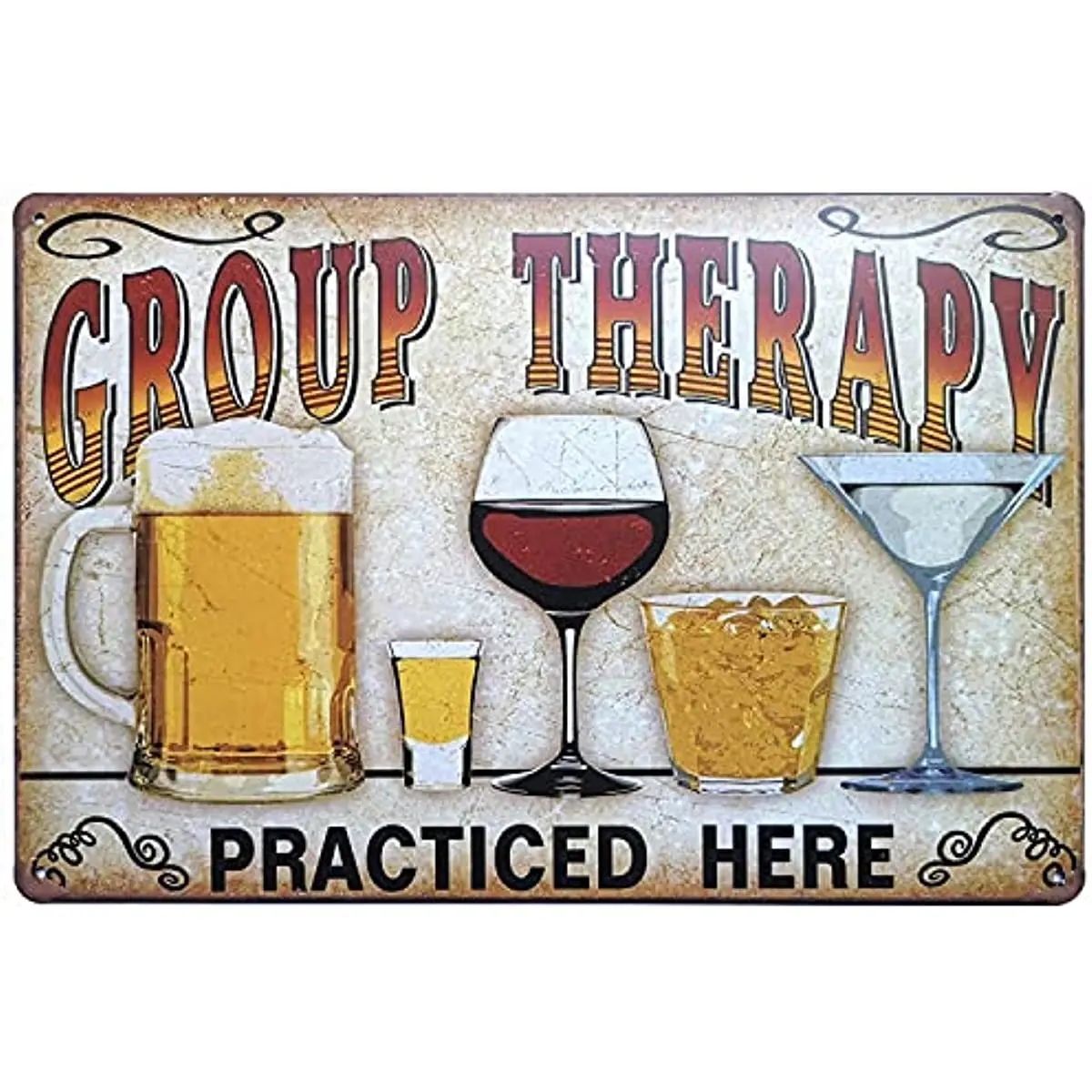 

Retro Vintage Metal Tin Sign Wall Plaque Poster Cafe Bar Pub Beer Club Wall Home Decor Group Therapy Practiced Here metal sign