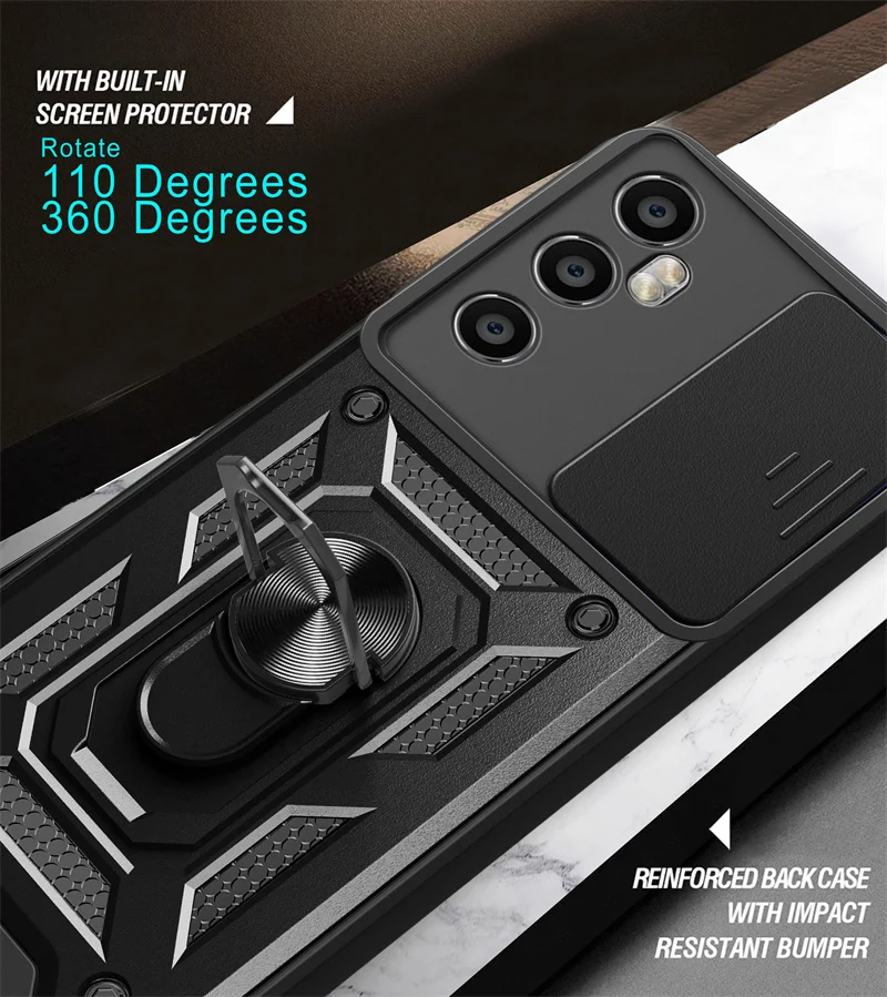 Чехол Funda для Realme C65 4G фотомагнитный держатель с кольцом-подставкой армированный