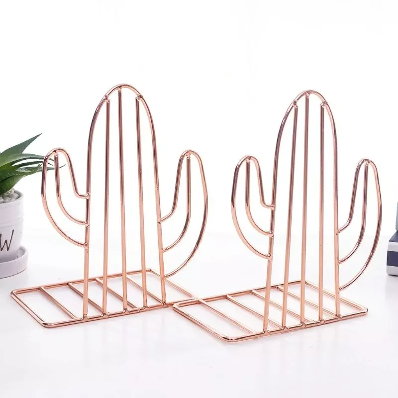 

2PCS/Pair Creative Cactus Shaped Metal Bookends Book Support Stand Desk Organizer Storage Holder Shelf