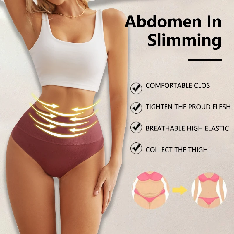 Высокая талия бесшовные трусики эластичный ремонт хлопчатобумажный подъем