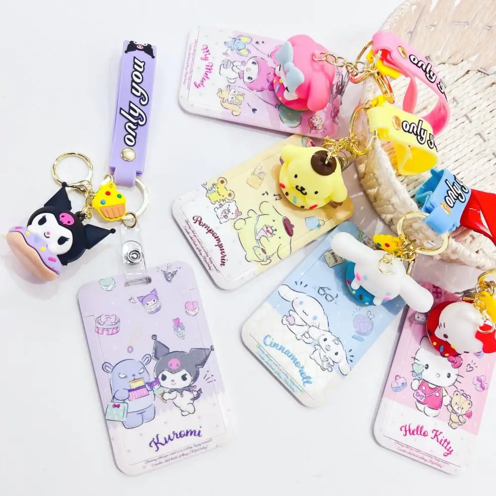 

8Cm Cinnamoroll Plush Student Card Sleeve Sanrio Kuromi Hello Kt Stretchable Dolls Kawaii My Melody Decorative Gifts Childrens