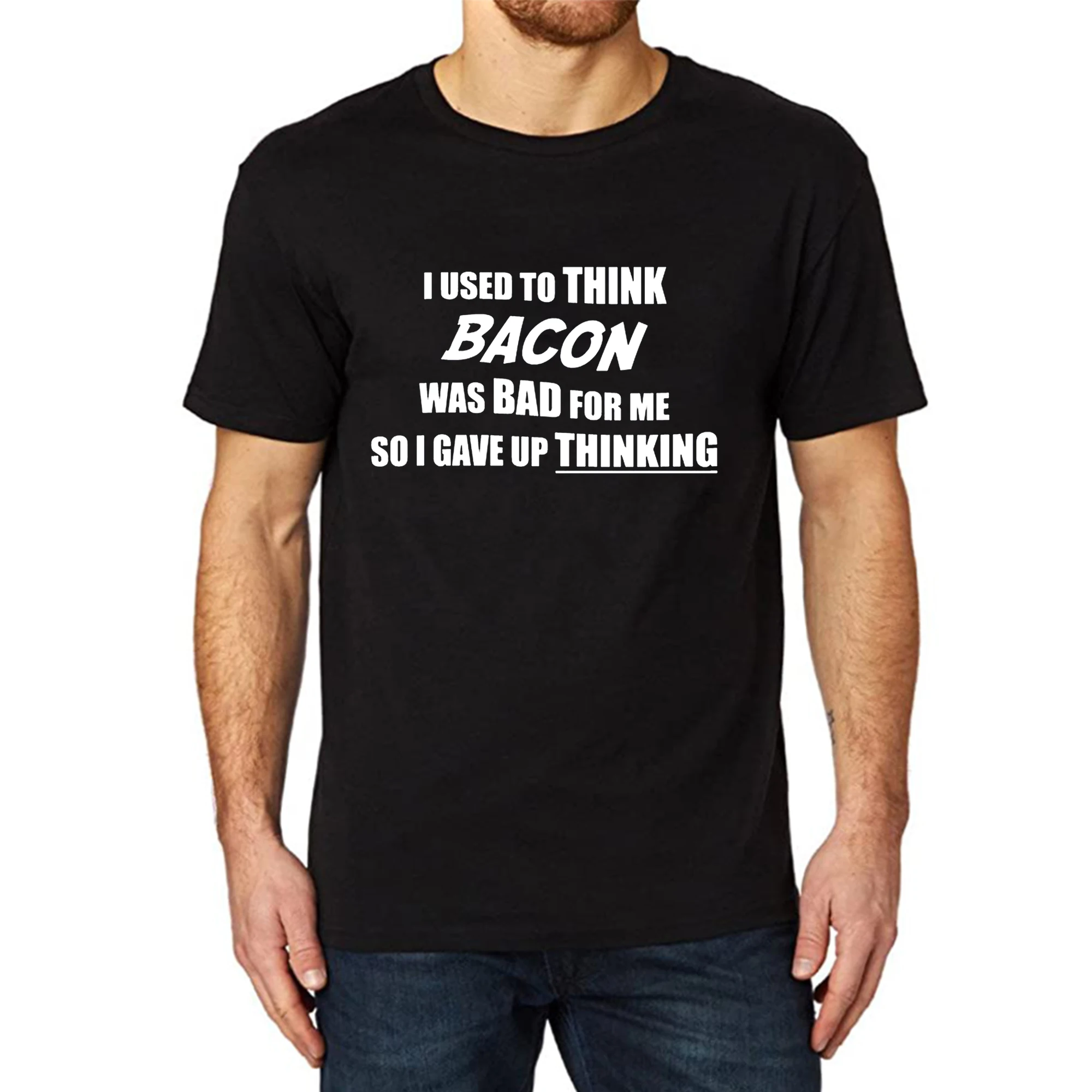

Lyprerazy Men's BACON WAS BAD FOR ME Funny Printed T-Shirt