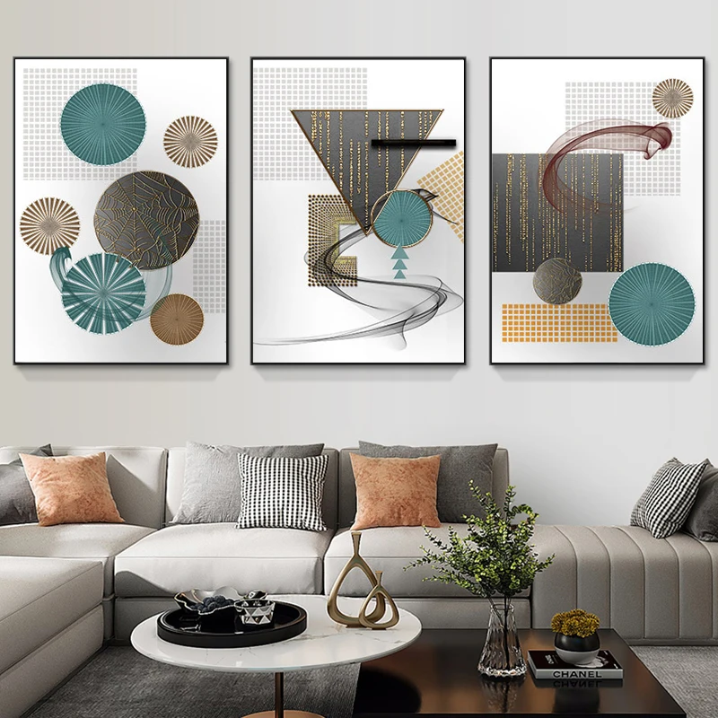 Абстрактная Геометрическая живопись холст искусство и принты Современная