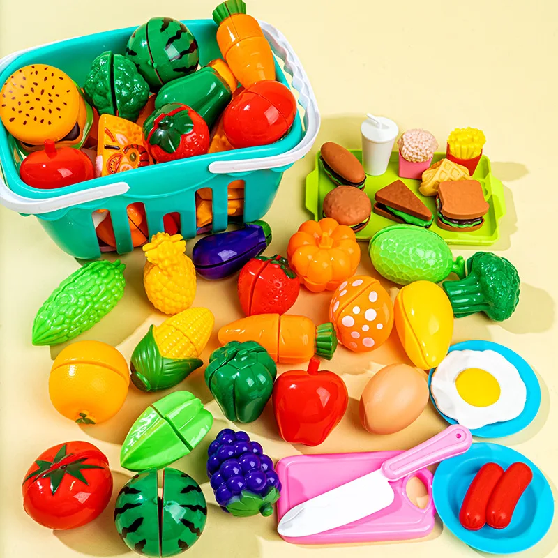 

Fruit-cutting toys Che Che Le girls' simulated vegetable cake basket children's family kitchen toys puzzle interactive set gift