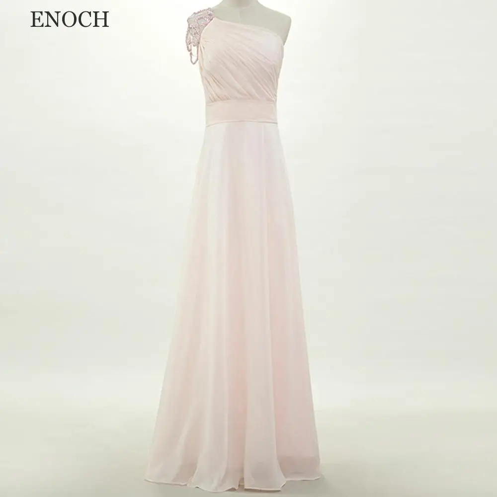 

ENOCH One Shoulder Sleeveless A-Line Evening Dresses Open Back Appliques Chiffon Formal Gowns Custom Made Vestido De Noche New