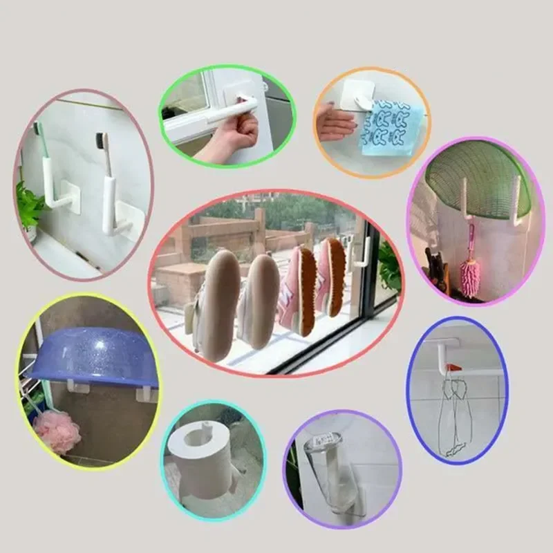 

Pcs L-Shape Punch-Free Hook Wall Mounted Cloth Hanger for Coats Hats Towels Clothes Kitchen Rack Roll Bathroom Holder