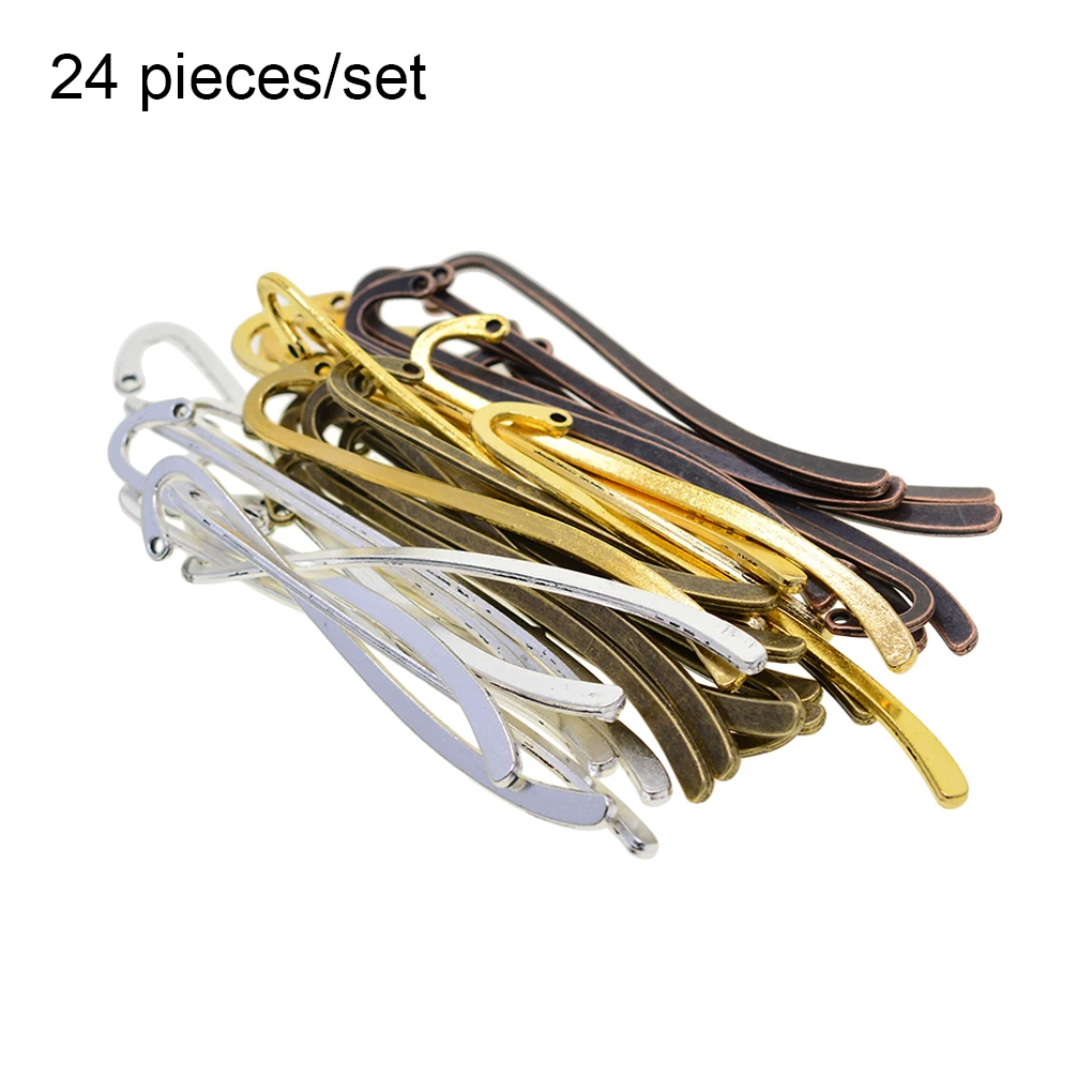 

24 Pieces 24 Hook Bookmark Jewelry Findings Hairpin Making Book Mark Pendants Souvenirs Collection Crafts Gifts
