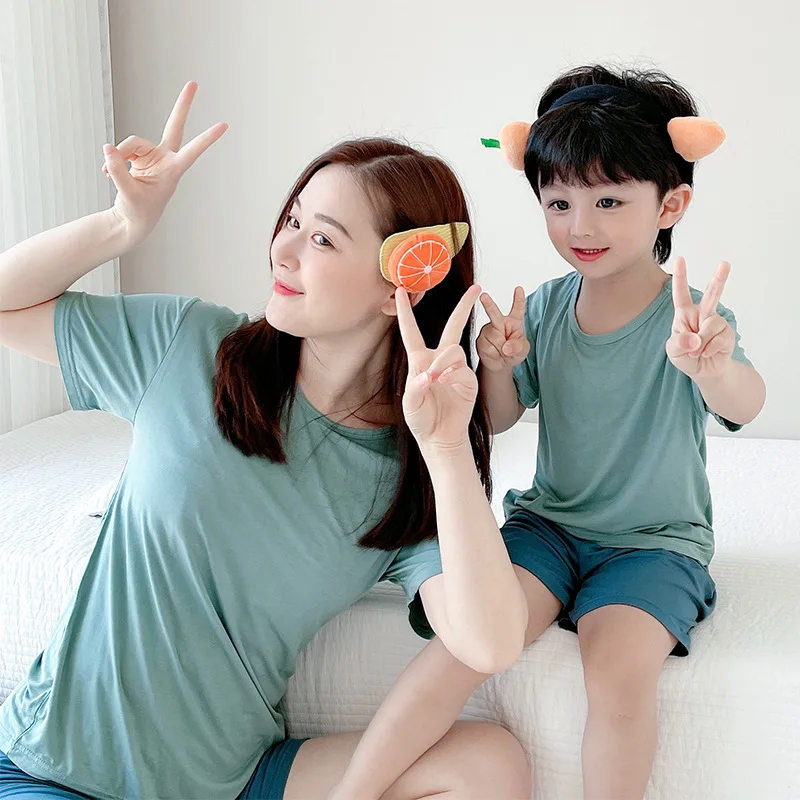 

Thin Parent-child Outfit Children's Short Sleeve Summer Suit Boy Girl Pajama