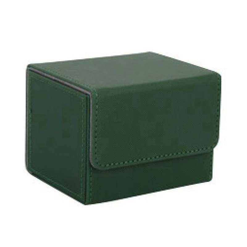 

2X Card Box Side-Loading Card Box Deck Case For Mtg Yugioh Card Binder Holder 100+,Green