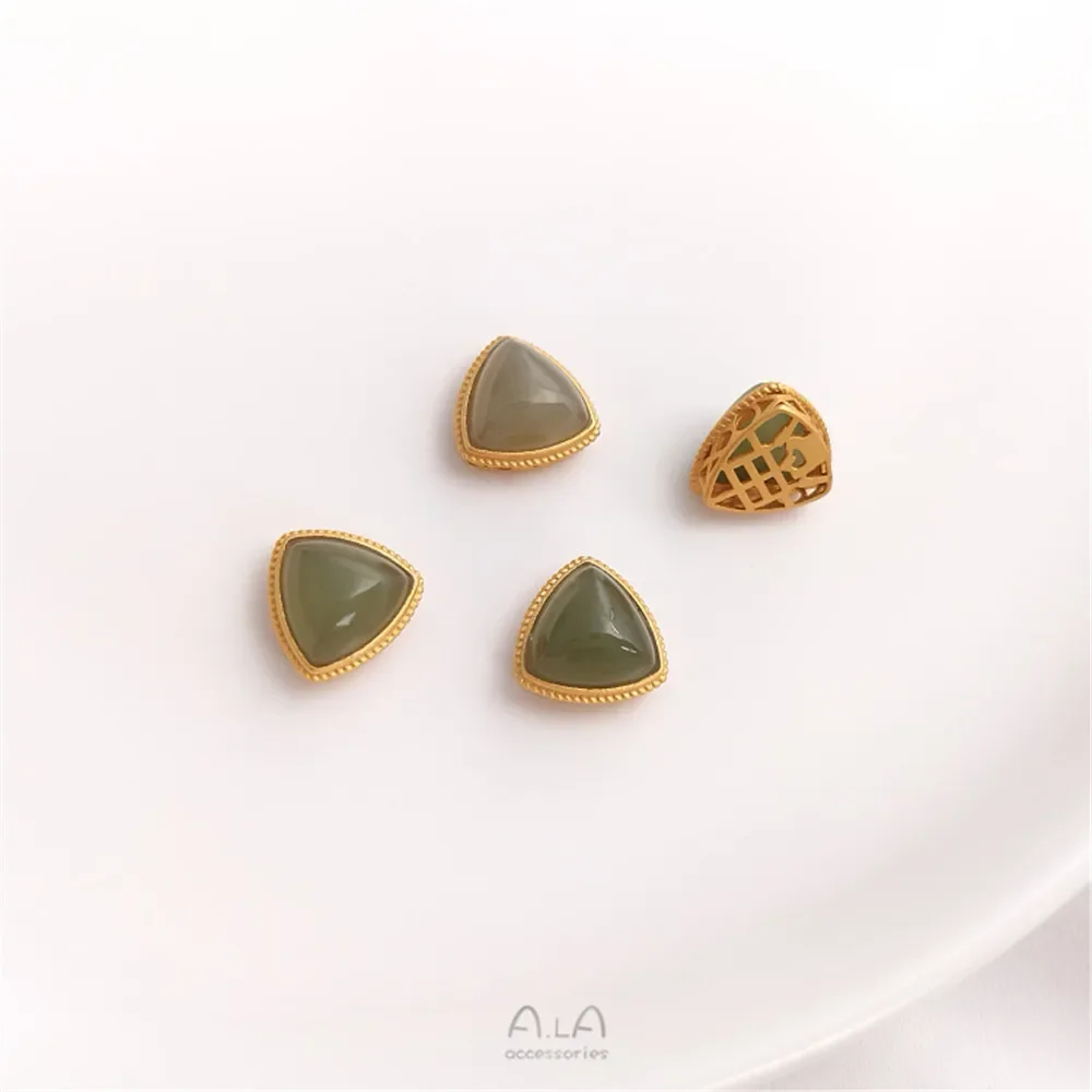 Посеребренная 925 песочное золото прозрачный аква Хотан нефритовый бант клевер