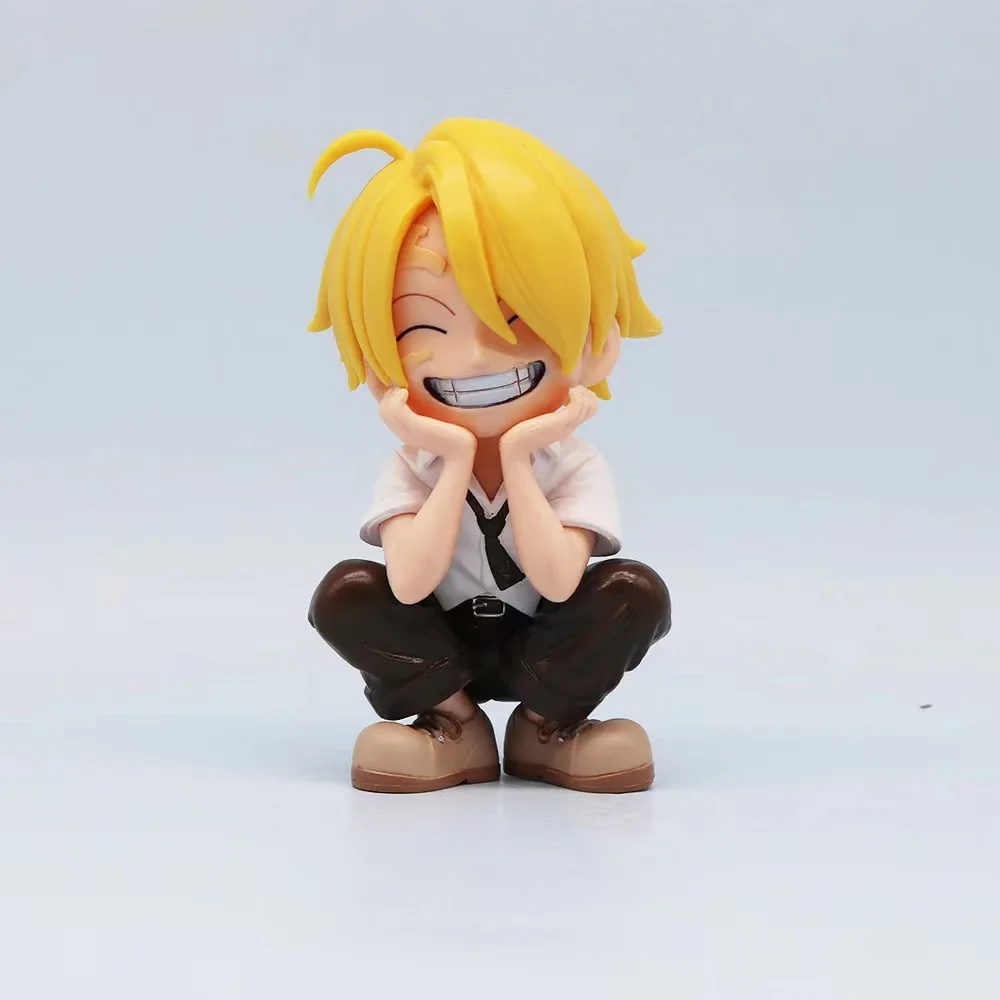 Фото Аниме One Piece Q Style Сидящая игрушка Фигурка Модель Луффи Зоро Санджи Городские виниловые статуи GK Автомобильное украшение для рабочего стола Коллекционный подарок №5