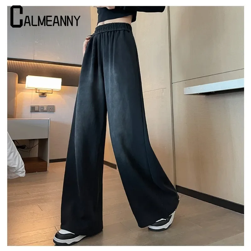 Брюки для женщин 2024 осень-зима утепленные мешковатые широкие брюки женские