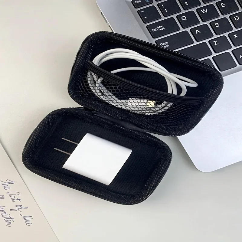 Фото Дорожная сумка для хранения Портативный чехол для зарядки USB-кабель для передачи данных Органайзер Сумка для кабеля гарнитуры Квадратная сумка на молнии с 3D узором Love Bow №4