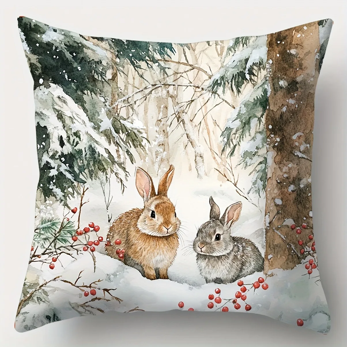 

Наволочка из полиэстера велюра "Снежный лес" 40x40 см