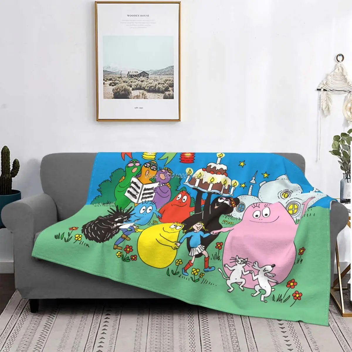 

Les Barbapapa Cartoon Coral Fleece Plush Throw Blanket Anime Blankets for Sofa Couch Ultra-Soft Quilt