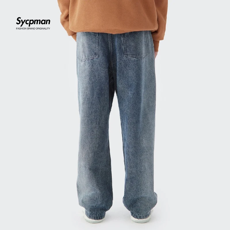 Рваные джинсы Новые прямые брюки с принтом брызг Свободные повседневные рваные