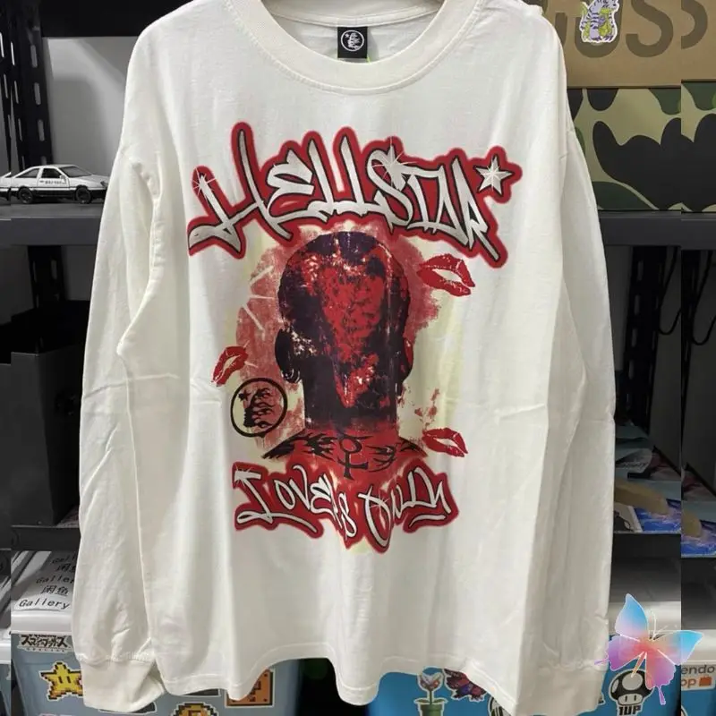 

Свитшот Hellstar с принтом пламени любви и граффити, винтажная уличная одежда в стиле хип-хоп с длинным рукавом для мужчин и женщин, быстрая доставка