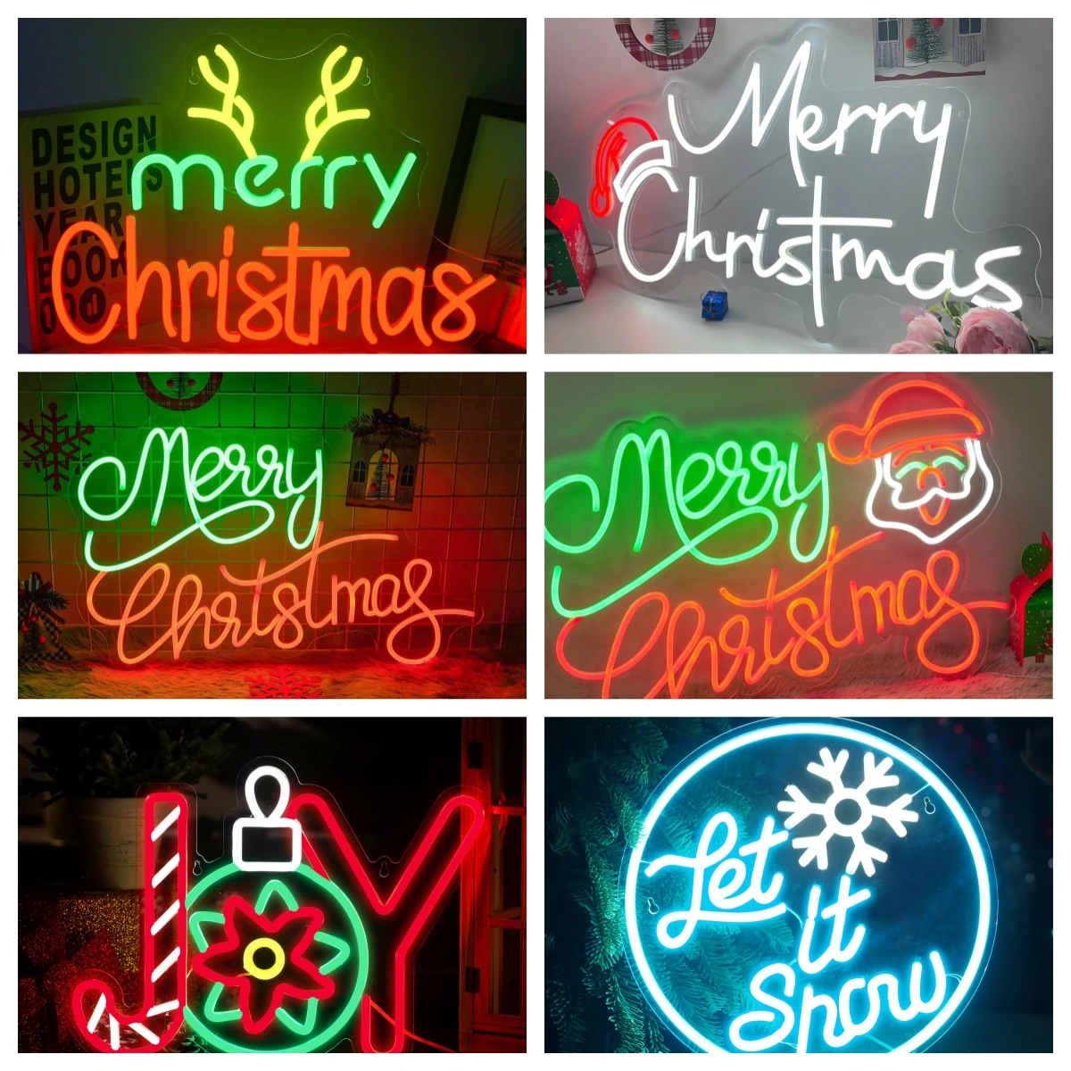 

Рождественская неоновая вывеска с надписью "Merry Christmas"