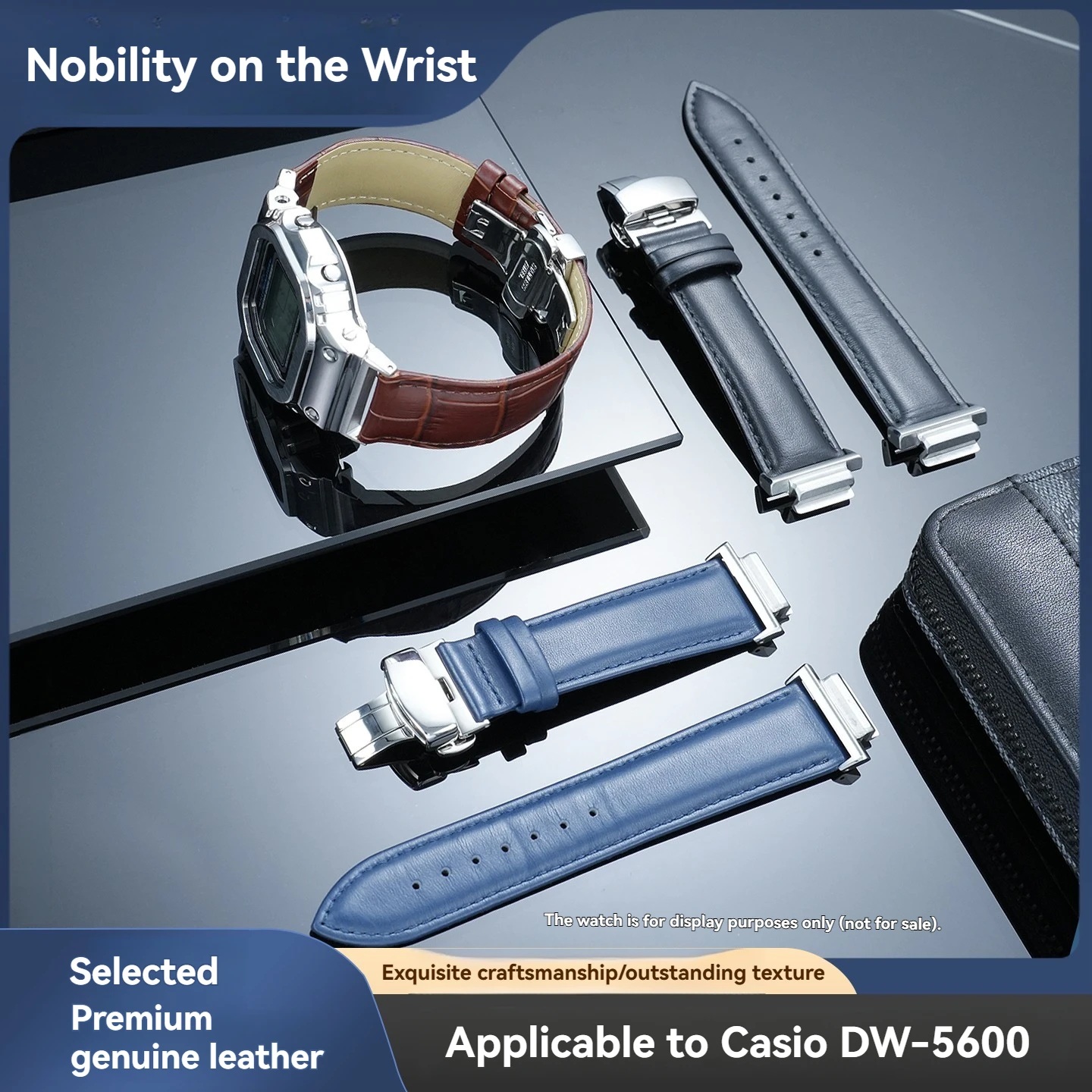 Фото Подходит для модифицированных и улучшенных часов Casio DW-5600 GA100 GA-110 из натуральной кожи первого слоя, черно-золотых, выпуклых, с аксессуарами, 16 мм. №1