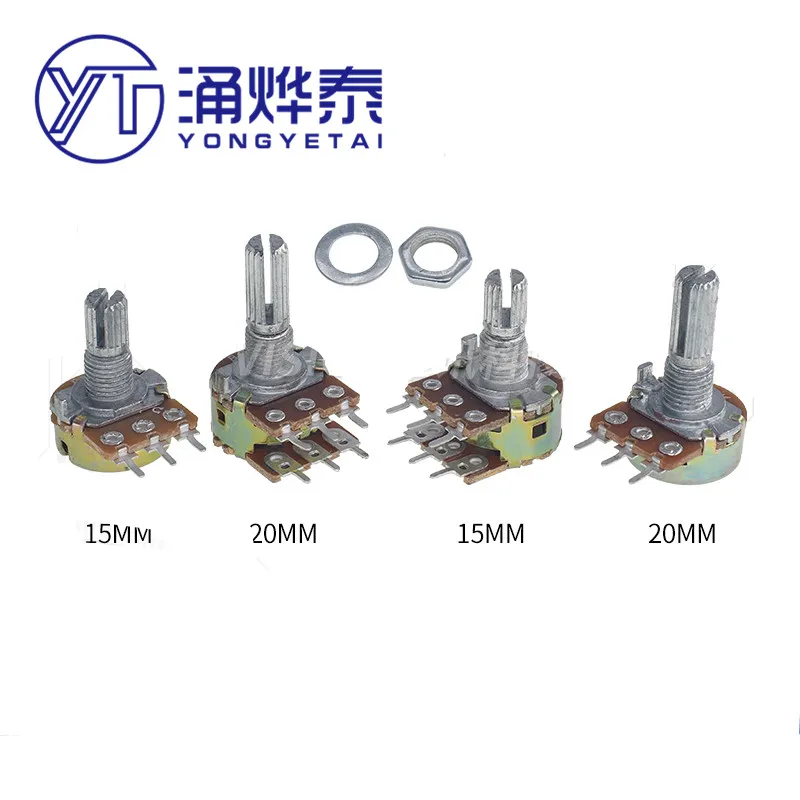 

YYT 2 шт. WH148 B10K одиночный двойной потенциометр 15 мм 20 мм длина вала 1K2K5K20K50K100K250K500K