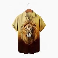 summer 2022 mens short sleeve hawaiian shirts animal print patchwork fashion cool lapel street style beach shirts
